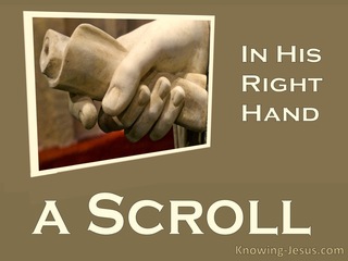 Revelation 5:1 In His Right Hand A Scroll (cream)